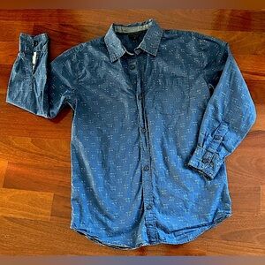 Gap Kids Big Boys Blue Button Down Shirt Long Sleeve Size XL
